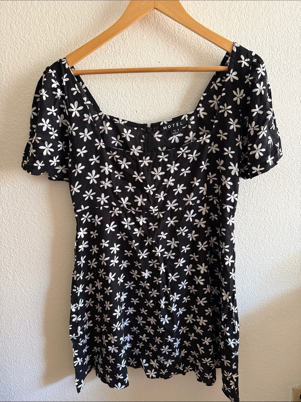 Motel Rocks Black Daisy Print Mini Dress